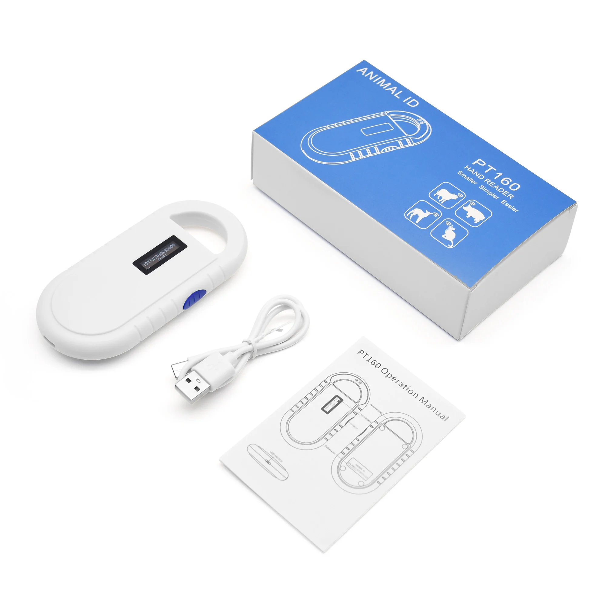 PT160 OLEDDisplay Pet Scanner ISO11784/5 Animal Pet ID Reader Chip Transponder USB RFID Handheld Microchip Scanner for animals thumbnail 6