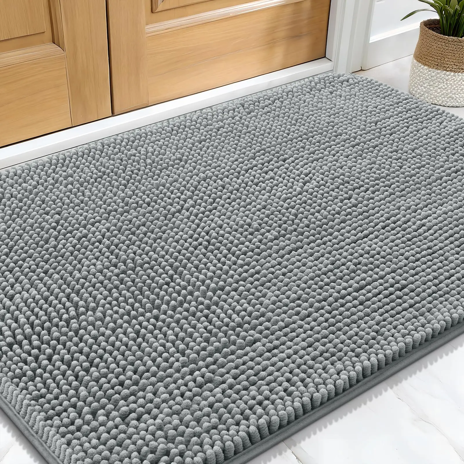 Hapihappy Entrance Door Mat Dog Door Mat for Muddy Paws 51X61 Absorbent Non-Slip Washable Doormat Quick Dry Chenille Mud Mat thumbnail 5