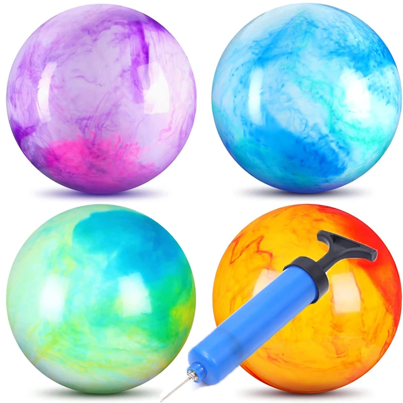 Marbleized Bouncy Balls Size 12Inch Inflatable Toys For Kids Party Carnival Park Beach Playground Backyard Indoor Outdoor Games