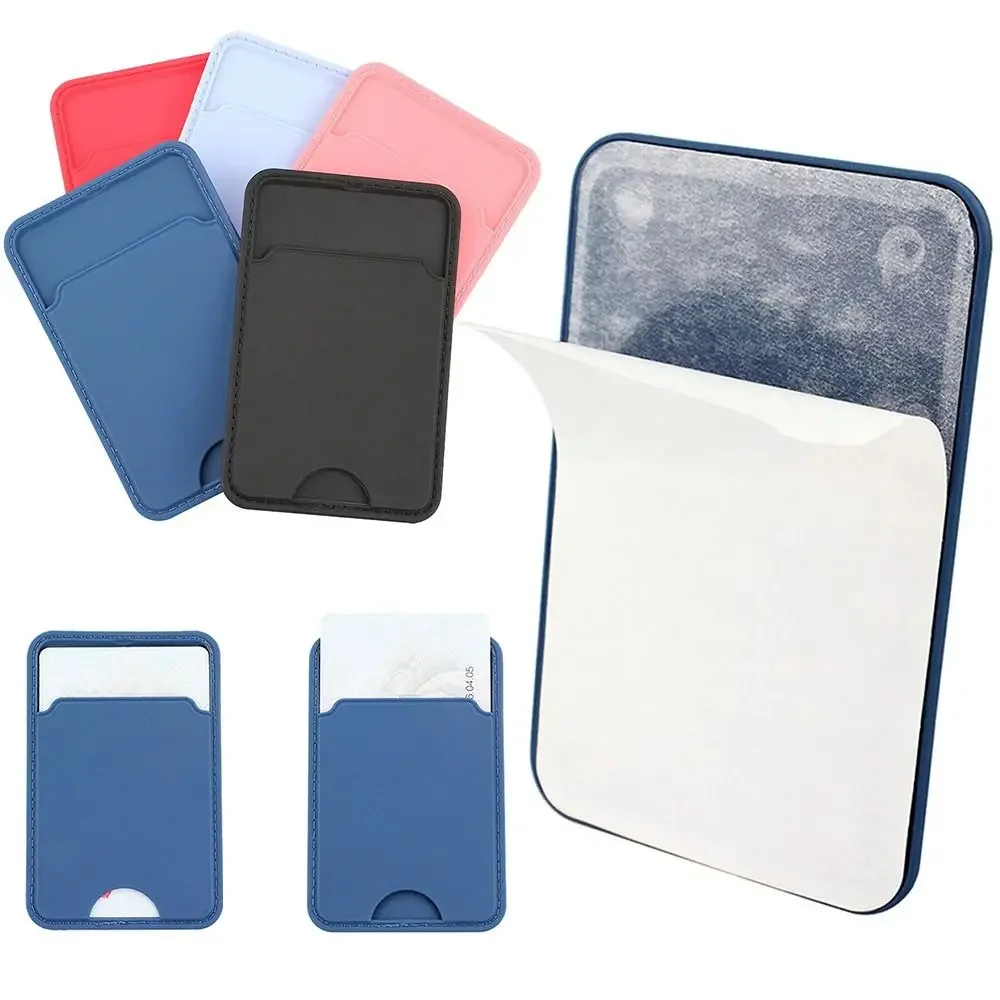 1pc Phone Back Paste Slot Card Holder Wallet Case TPU Phone Pouch Mobile Phone Back Paste Sticker Bus Card ID Bank Card Holder