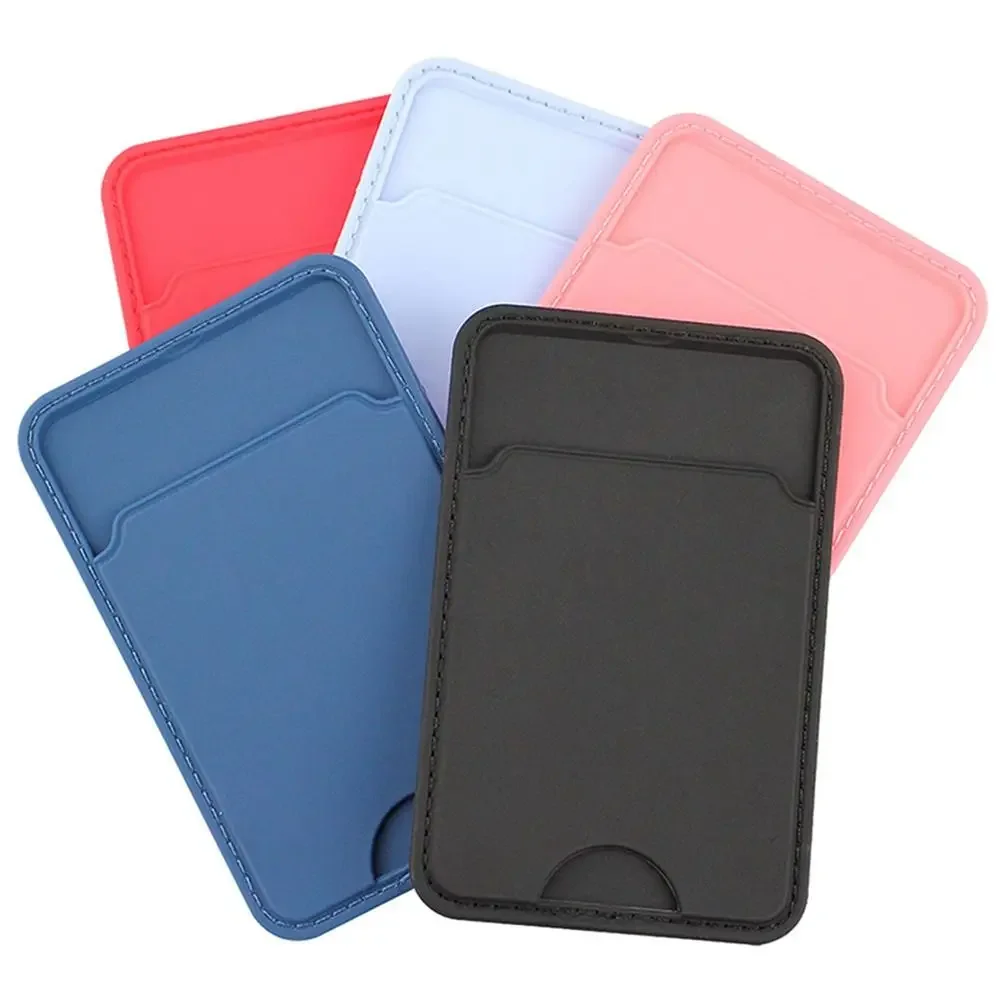 1pc Phone Back Paste Slot Card Holder Wallet Case TPU Phone Pouch Mobile Phone Back Paste Sticker Bus Card ID Bank Card Holder thumbnail 2