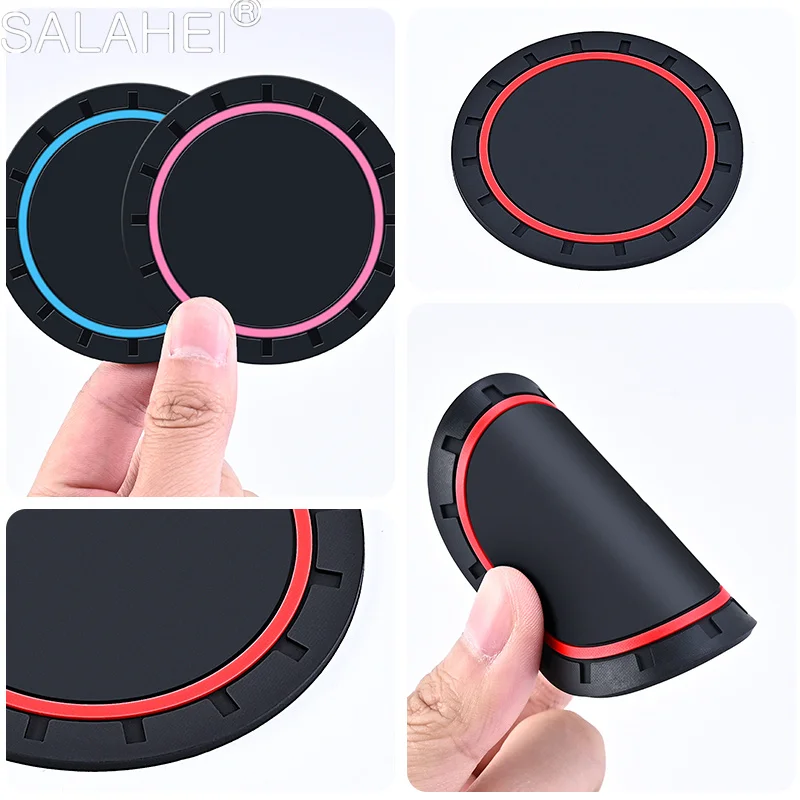 2Pcs PVC Silicone Car Coaster Water Cup Slots Mat Anti-slip Pad Coaster For Seat Arona 2019 2020 2021 2022 2023 2024 Accessories thumbnail 5