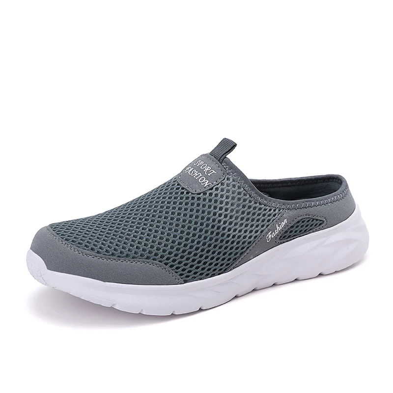 Plus size 39- 47 Summer Men Half Slippers Lightweight Casual Shoes Outdoor Male Flat Slippers Anti-slip Mesh Slip on Loafers thumbnail 2