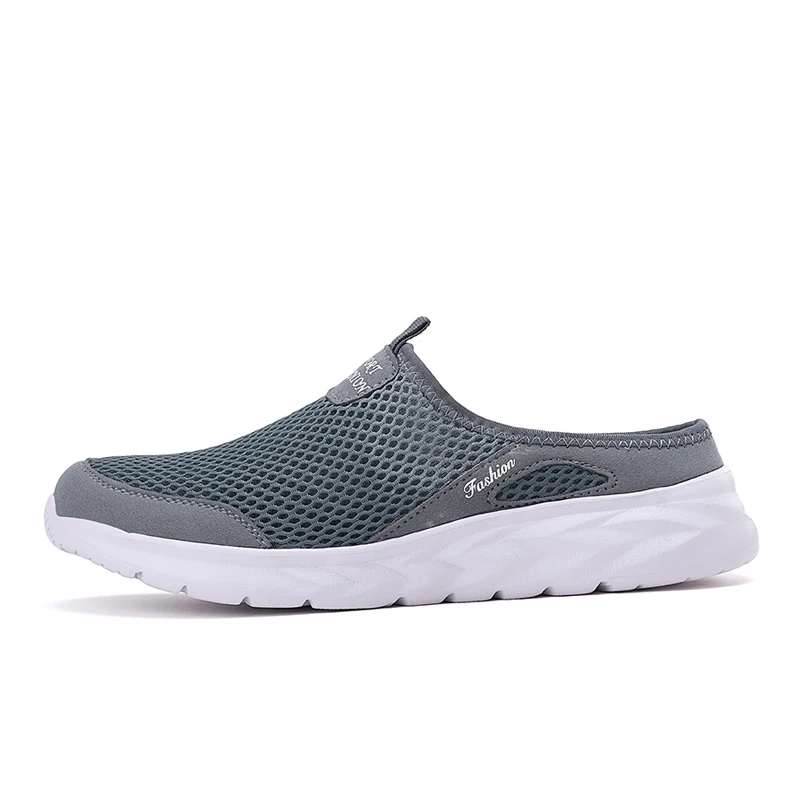 Plus size 39- 47 Summer Men Half Slippers Lightweight Casual Shoes Outdoor Male Flat Slippers Anti-slip Mesh Slip on Loafers thumbnail 3