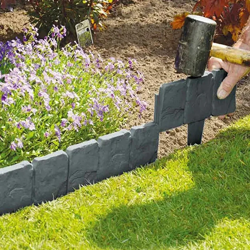 5/10pcs Garden Fence Imitation Stone Plant Support Stake Outdoor Edging Decorative Border DIY Lawn Yard Landscape Plant Fence