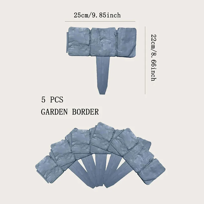 5/10pcs Garden Fence Imitation Stone Plant Support Stake Outdoor Edging Decorative Border DIY Lawn Yard Landscape Plant Fence thumbnail 6