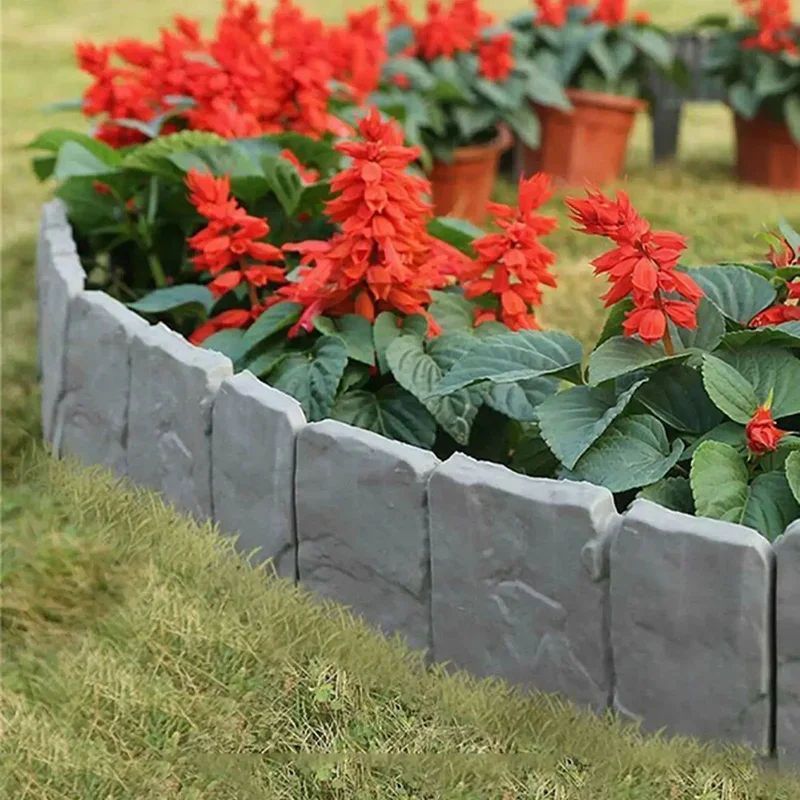 5/10pcs Garden Fence Imitation Stone Plant Support Stake Outdoor Edging Decorative Border DIY Lawn Yard Landscape Plant Fence thumbnail 4