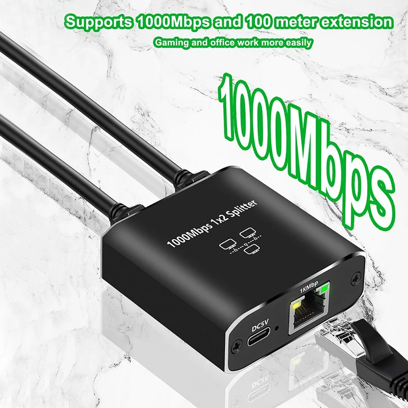 RJ45 Network Cable Switch Hub 1 In 2 3 Out Converter 1000Mbps Gigabit Ethernet Switch Hub Wire Divider PC LAN Extend Adapter thumbnail 2