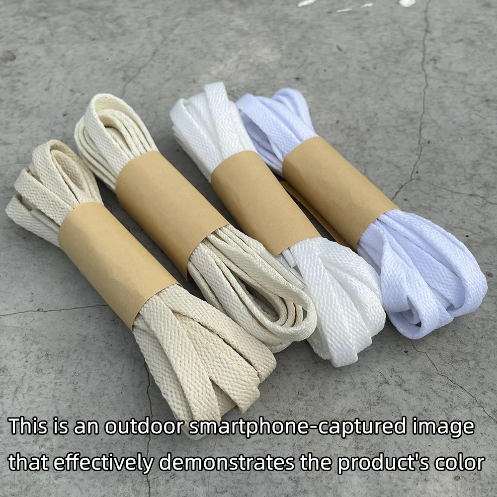 HIBERNI Official-WebsiteFlat Shoelaces for Nike100/120/140/160cm Pure White/Beige Off-White Unisex Laces Canvas Sneakers Shoes thumbnail 2
