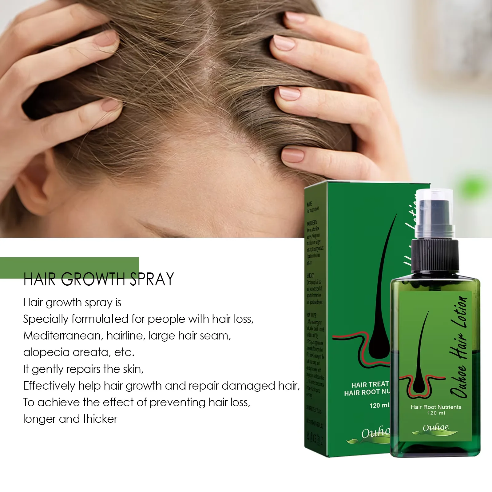 Hair Growth Spray Anti Hair Loss Baldness Hair Root Repair Damaged Scalp Treatment Serum Liquid Thickening Longer Beauty Health thumbnail 3