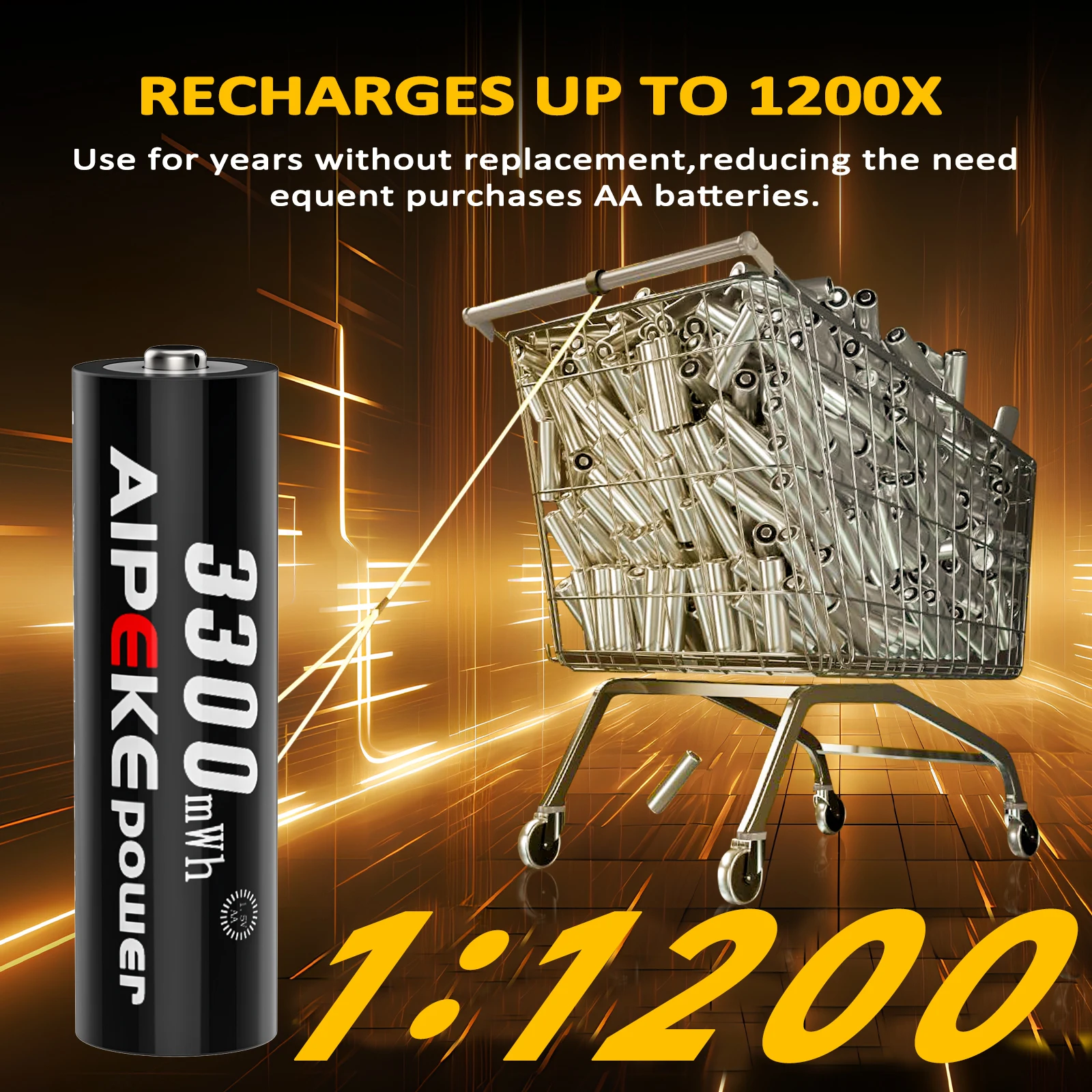 AIPEKE 1.5V 3300mWh Aa rechargeable batteries pile USB aa 1.5v Rechargeable Lithium Battery Aa for Control toys Remote Mouse thumbnail 4