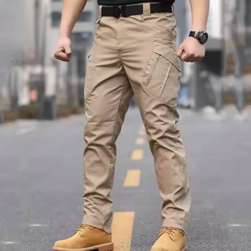 New Work Tactical Pants Men Casual Cargo Trousers Summer Multi-pocket Waterproof Pant Workwear Hiking Training Trousers Male