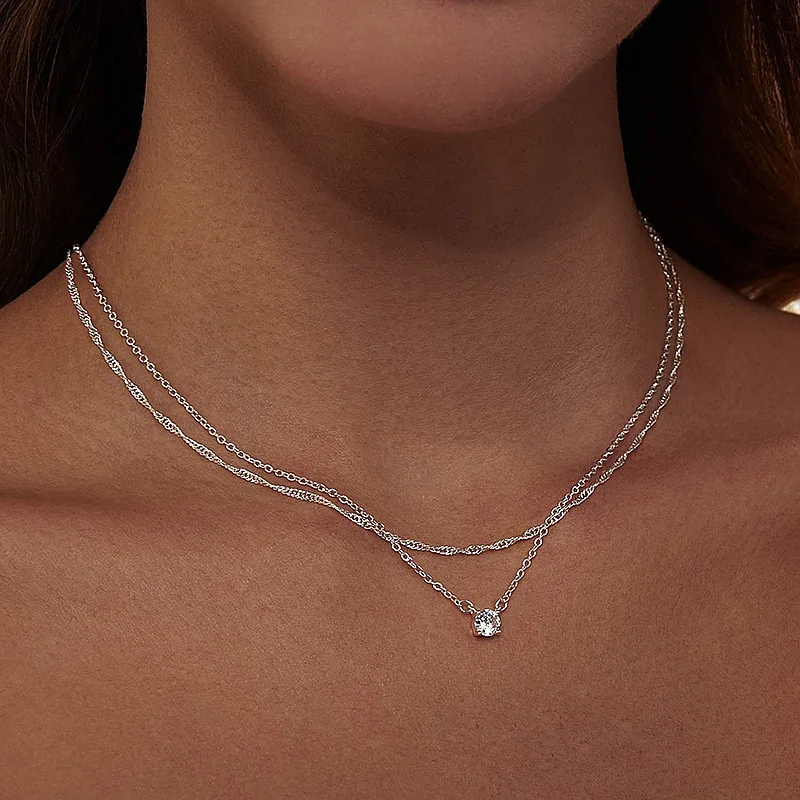 Diamond Necklaces for Women K Gold/Sterling Silver Choker Necklace Simple Gold Plated Jewelry Necklaces for Women Gifts thumbnail 3