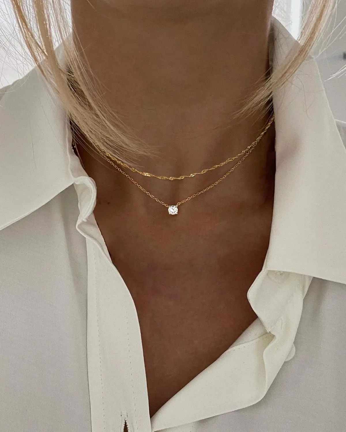 Diamond Necklaces for Women K Gold/Sterling Silver Choker Necklace Simple Gold Plated Jewelry Necklaces for Women Gifts thumbnail 6