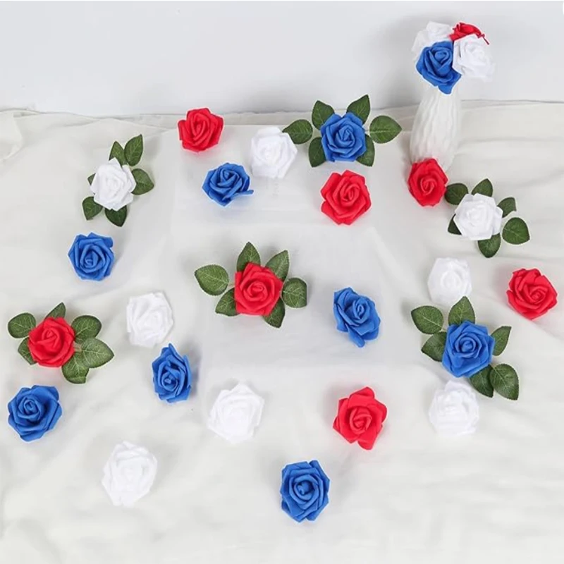10/20/50Pcs Artificial Foam Rose Flowers PE Fake Flower for Home Room Dceor Wedding Party Halloween Thanksgiving Christmas Decor thumbnail 4