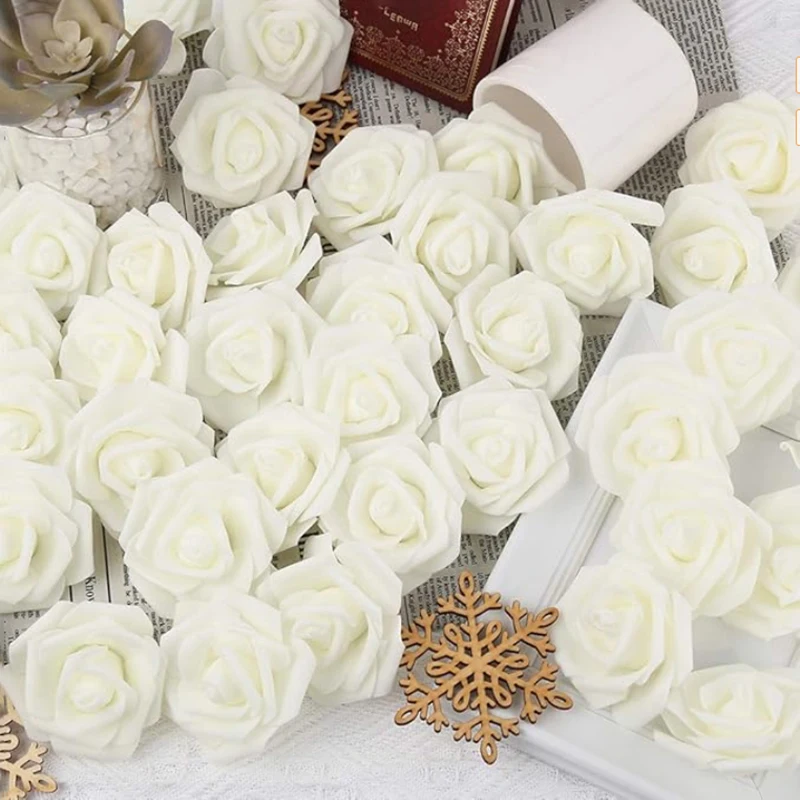 10/20/50Pcs Artificial Foam Rose Flowers PE Fake Flower for Home Room Dceor Wedding Party Halloween Thanksgiving Christmas Decor thumbnail 3