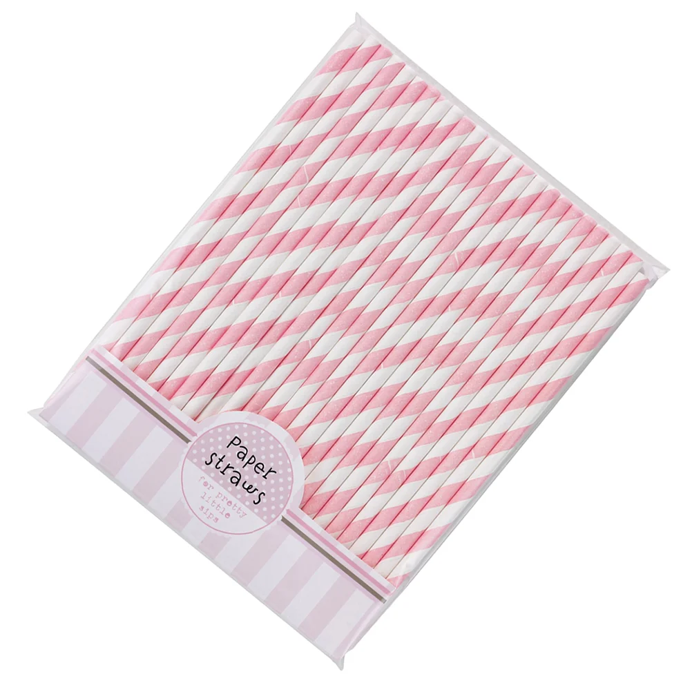 30 Pcs Pink White Striped Paper Straws Eco Friendly Disposable Drinking Straws For Party Home Bar Garden Kitchen Dining Supplies thumbnail 3