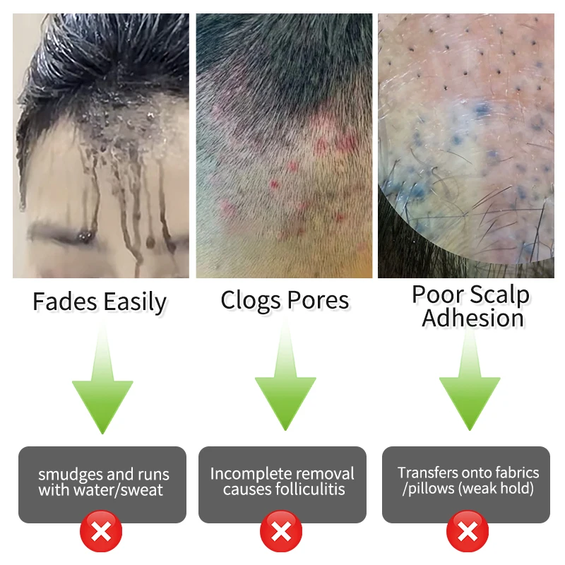 GINZO Hair Concealer for Baldness Dye Hair Corrector Cream for Man Waterproof Fill Up Black Hair Powder Upgraded Home Use 40ml thumbnail 4