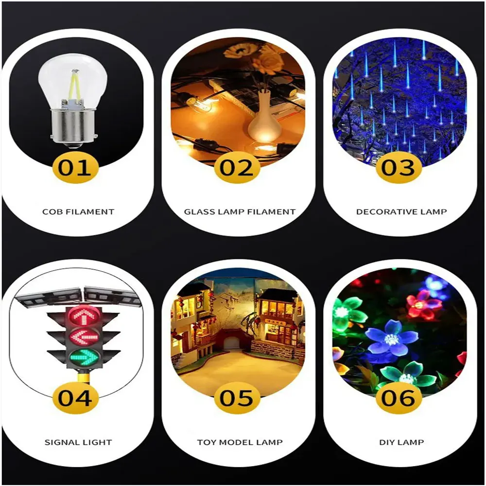 LED Flexible Filament DC3V 25/80/110/128/190/300MM Positive Negative Same End Edison Bulb Lamp Parts DIY Diode Decorative Lamp thumbnail 5