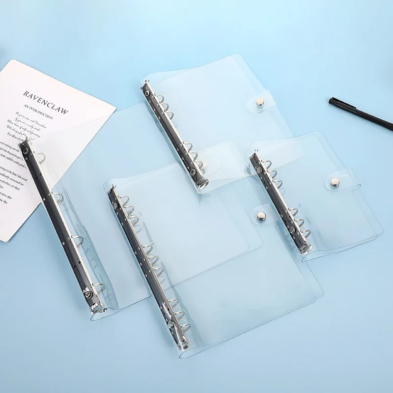 A5 A6 A7 Transparent 6 Ring Binder Cover File Folder Loose Leaf Binder Notebook Cover For Planner Office Stationery Supplies thumbnail 2