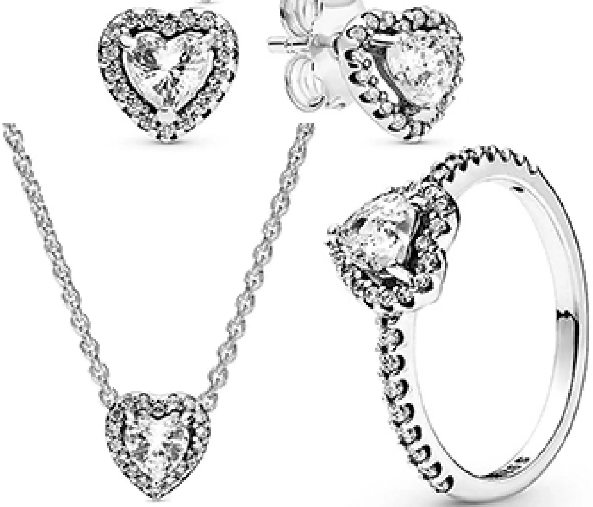 925 sterling silver heart-shaped set, high-quality charm zircon colored ring necklace earring set, fashionable women's jewelry thumbnail 5