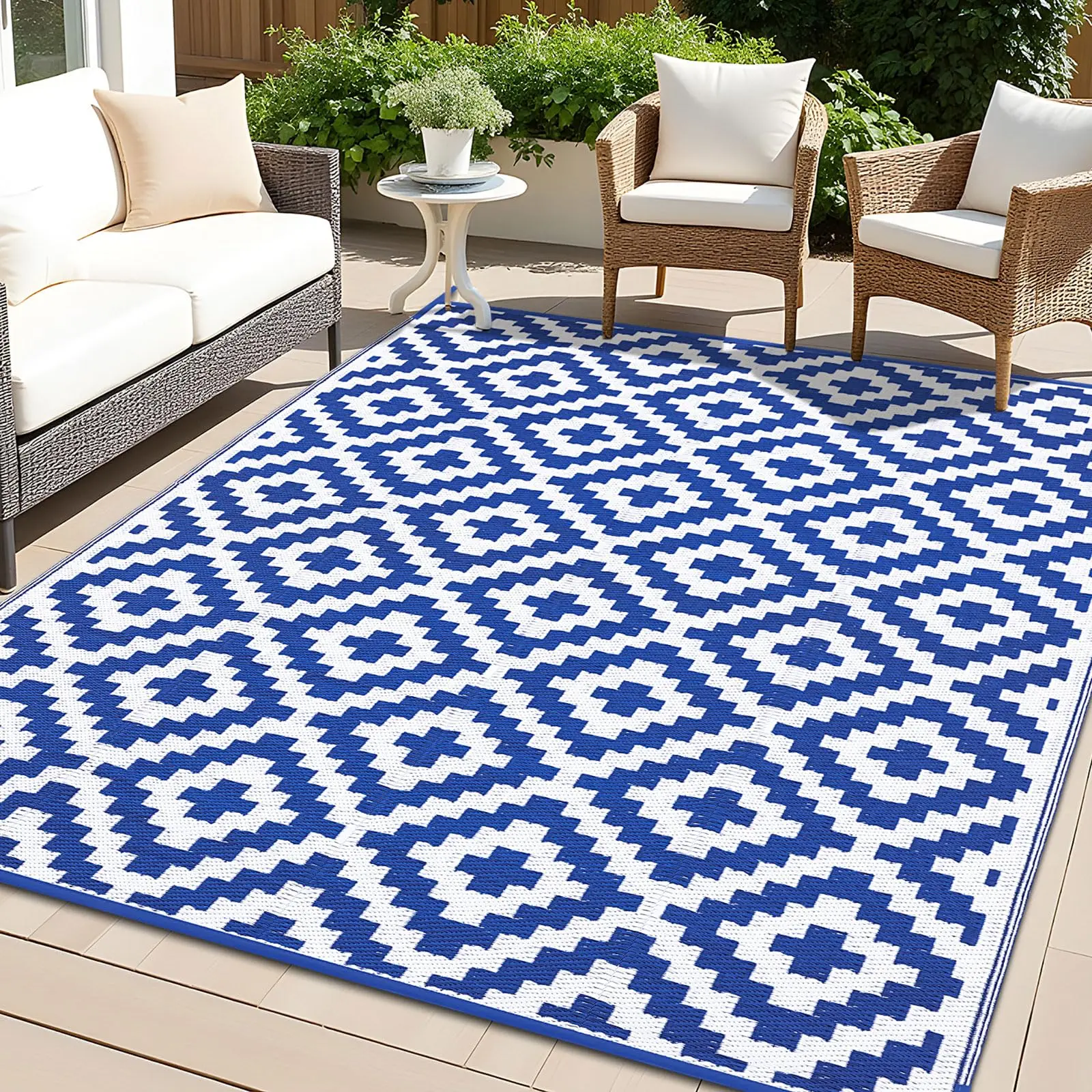 HAPIHAPPY Waterproof Outdoor Rugs Plastic Straw Rugs for Camping Family Picnic Balcony Rugs Outside RV Mats Carpets For Backyard