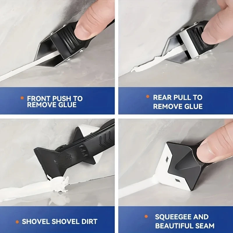 Silicone Scraper Squeegee Glue Remover Knife Caulking Angle Beauty Crack Trowel Tool Grout Scraper Kit 5in1 Multifunctional Home thumbnail 6