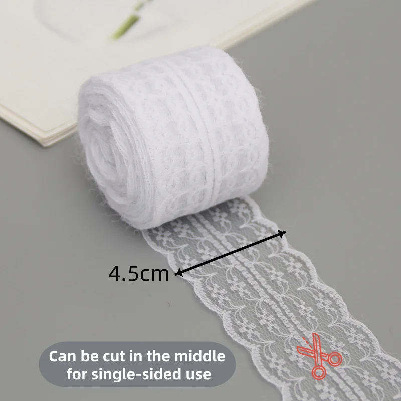 10m 4.5cm Non-Stretch Lace Ribbon White Embroidered Net Trim Fabric For DIY Craft Party Decoration Gift Wrapping Sewing Supplies thumbnail 2