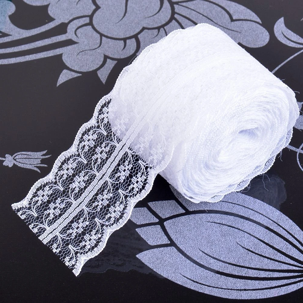 10m 4.5cm Non-Stretch Lace Ribbon White Embroidered Net Trim Fabric For DIY Craft Party Decoration Gift Wrapping Sewing Supplies thumbnail 6