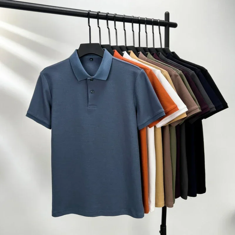 Men's 100% Cotton Polo Shirt - Summer Casual Breathable Tee,19 Colors,Ideal for Golf and Sports,Business Casual,Silk-Like Finish thumbnail 2