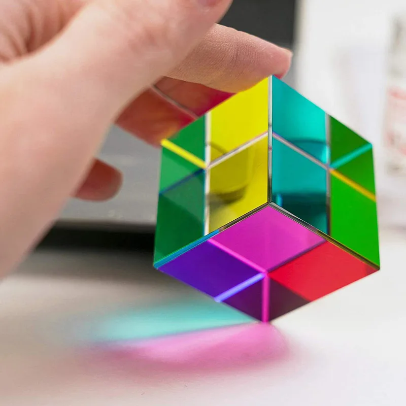 Color Cube Prism Three Primary Colors Popular Science Optical Color Experiment Toys Home Decoration Desktop Ornaments Gifts thumbnail 2