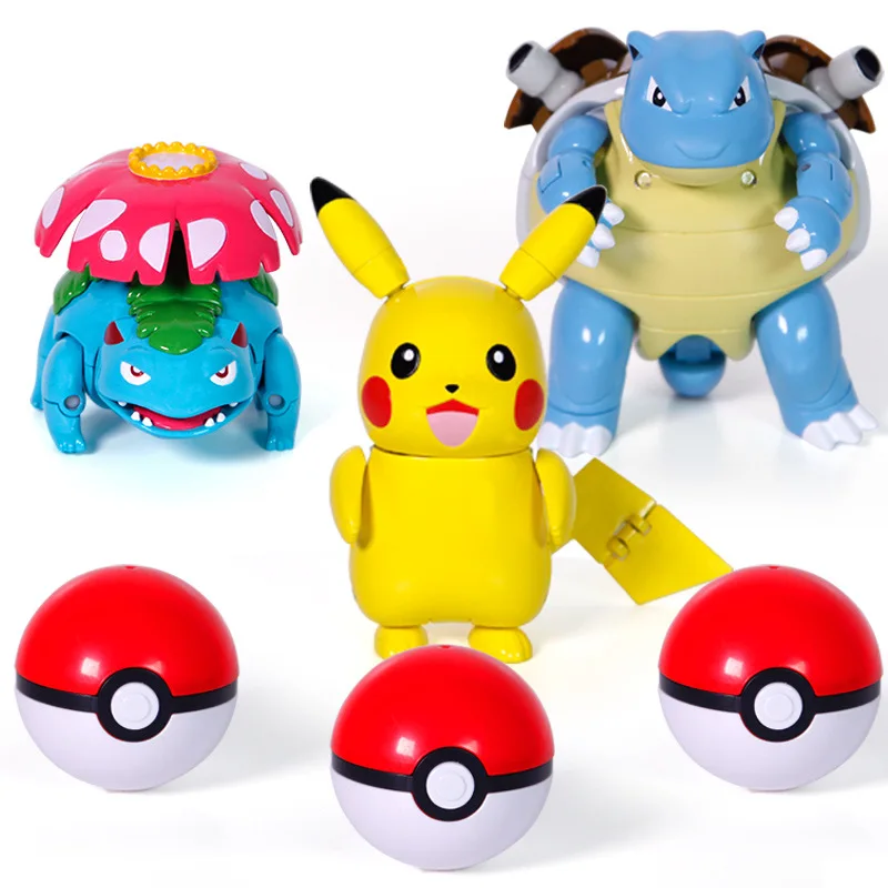 Pokemon Ball Deform Mewtwo Figure Pokeball Action Figurine Pikachu Charizard Gengar Blastoise Greninja Eevee Poke Child Toy Set thumbnail 2