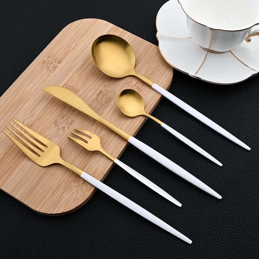 30Pcs Dinnerware Set Stainless Steel Flatware Matte Fork Spoon Knife Dinner Set Cutlery Kitchen Western Silverware Tableware Set thumbnail 5
