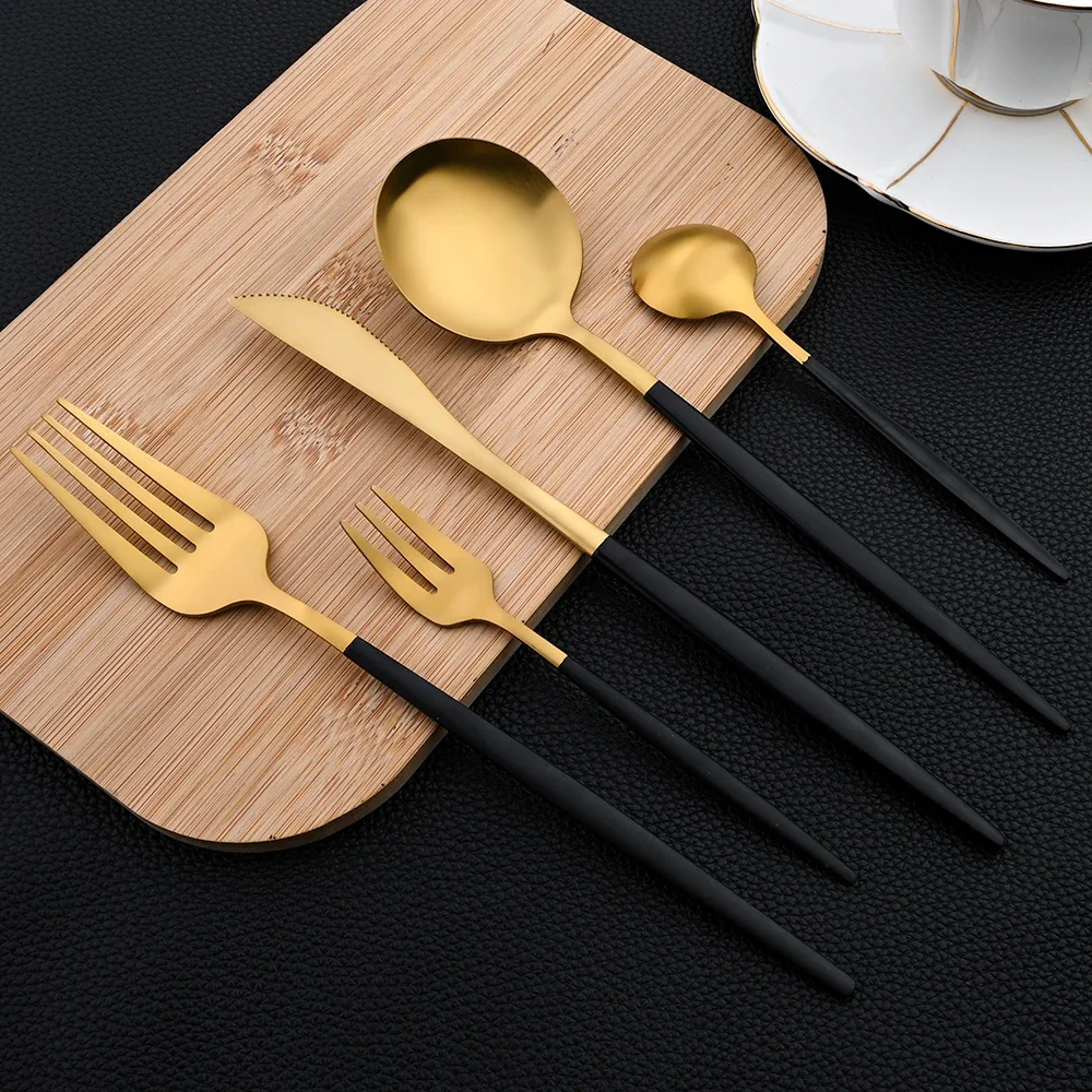 30Pcs Dinnerware Set Stainless Steel Flatware Matte Fork Spoon Knife Dinner Set Cutlery Kitchen Western Silverware Tableware Set thumbnail 4