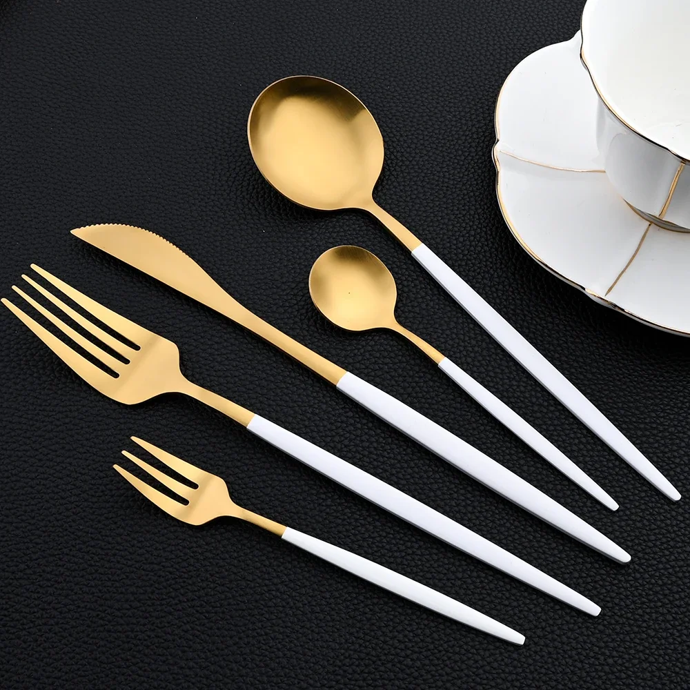 30Pcs Dinnerware Set Stainless Steel Flatware Matte Fork Spoon Knife Dinner Set Cutlery Kitchen Western Silverware Tableware Set thumbnail 2