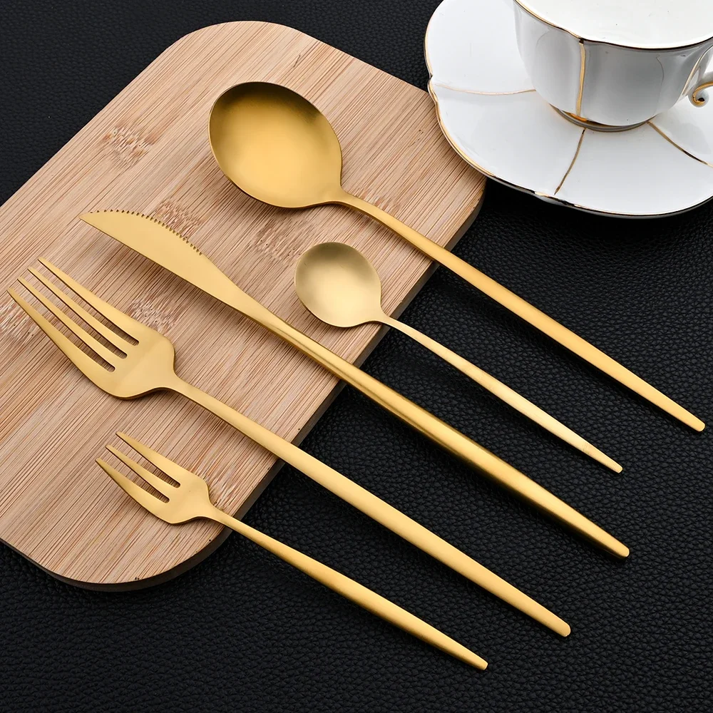 30Pcs Dinnerware Set Stainless Steel Flatware Matte Fork Spoon Knife Dinner Set Cutlery Kitchen Western Silverware Tableware Set thumbnail 6