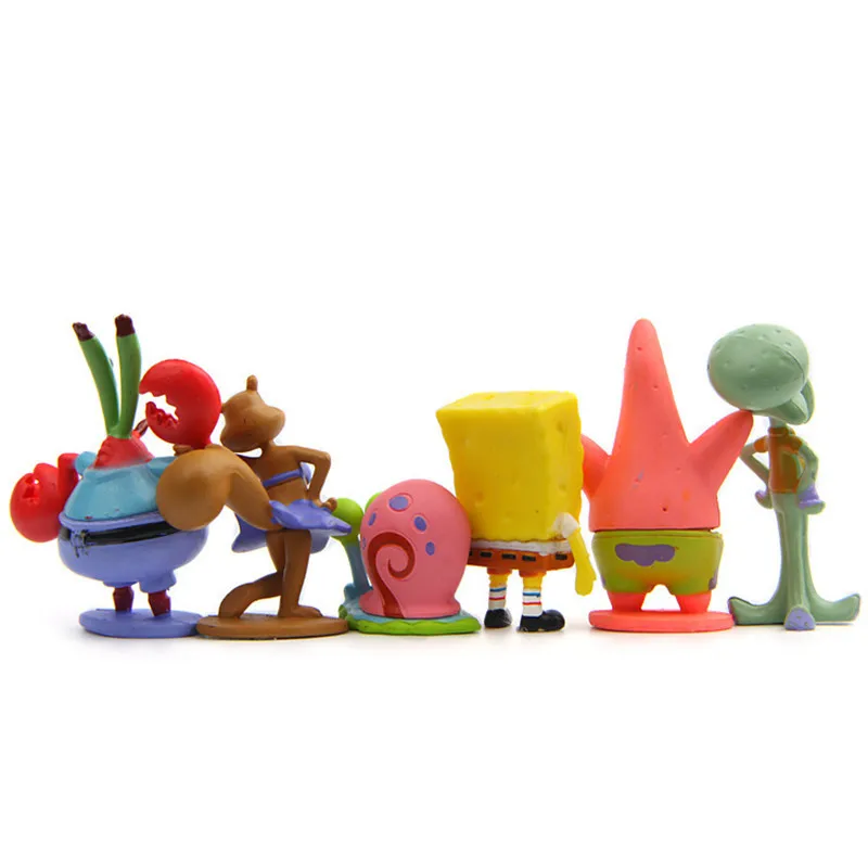 Spongebob Anime Figure Patrick Star Octopus Brother Handmade Model Cartoon Toys for Kids Ornaments 6PCS/8PCS Set Cake Decoration thumbnail 4