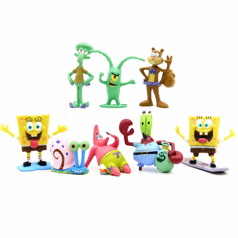 Spongebob Anime Figure Patrick Star Octopus Brother Handmade Model Cartoon Toys for Kids Ornaments 6PCS/8PCS Set Cake Decoration thumbnail 5