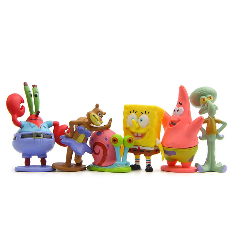 Spongebob Anime Figure Patrick Star Octopus Brother Handmade Model Cartoon Toys for Kids Ornaments 6PCS/8PCS Set Cake Decoration thumbnail 3