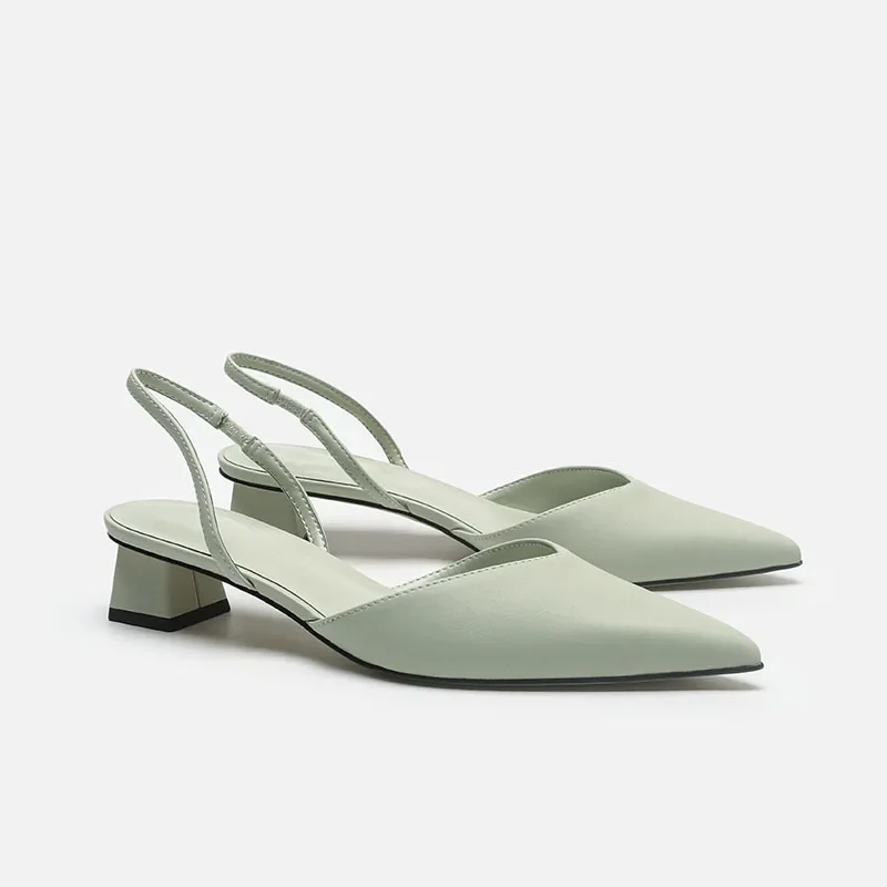 Summer 2025 New Women Black Baotou Fashion Sandals Woman Heels Pumps Silk Sexy Pointed Sandalias Female Low Heels Shoes thumbnail 5