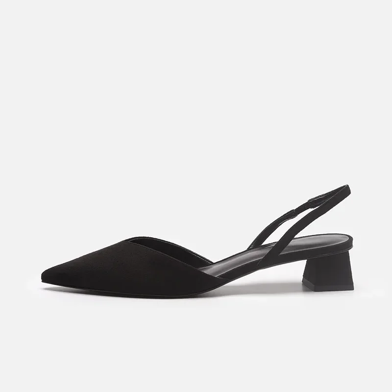 Summer 2025 New Women Black Baotou Fashion Sandals Woman Heels Pumps Silk Sexy Pointed Sandalias Female Low Heels Shoes thumbnail 2