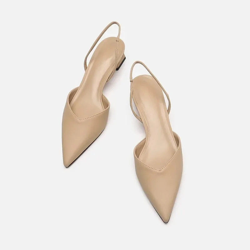 Summer 2025 New Women Black Baotou Fashion Sandals Woman Heels Pumps Silk Sexy Pointed Sandalias Female Low Heels Shoes thumbnail 3