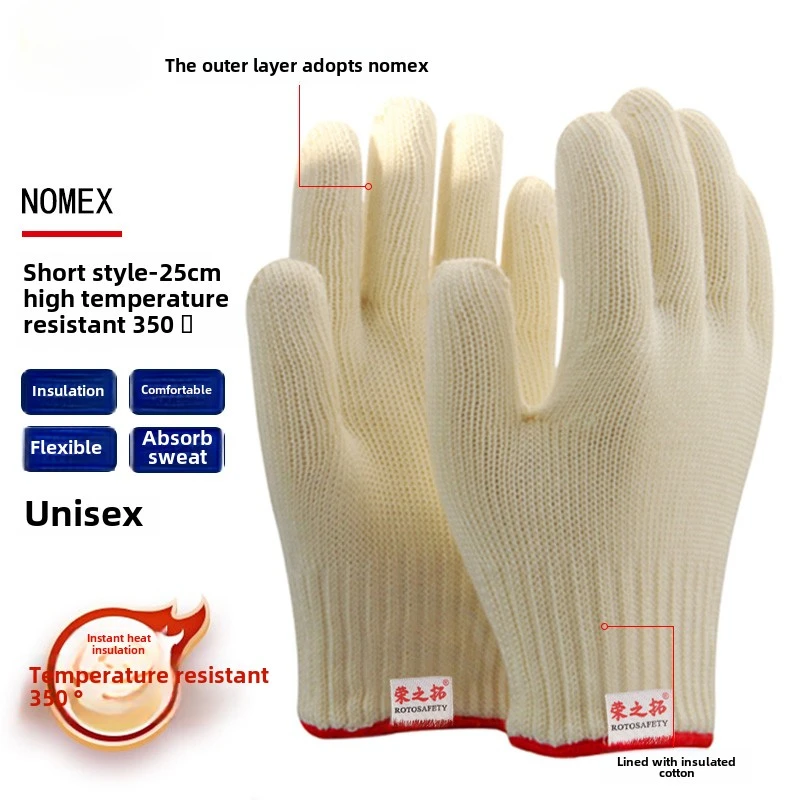 500 degree high temperature resistant aramid gloves barbecue anti-cut heat insulation baking anti-scalding kevlar gloves thumbnail 3