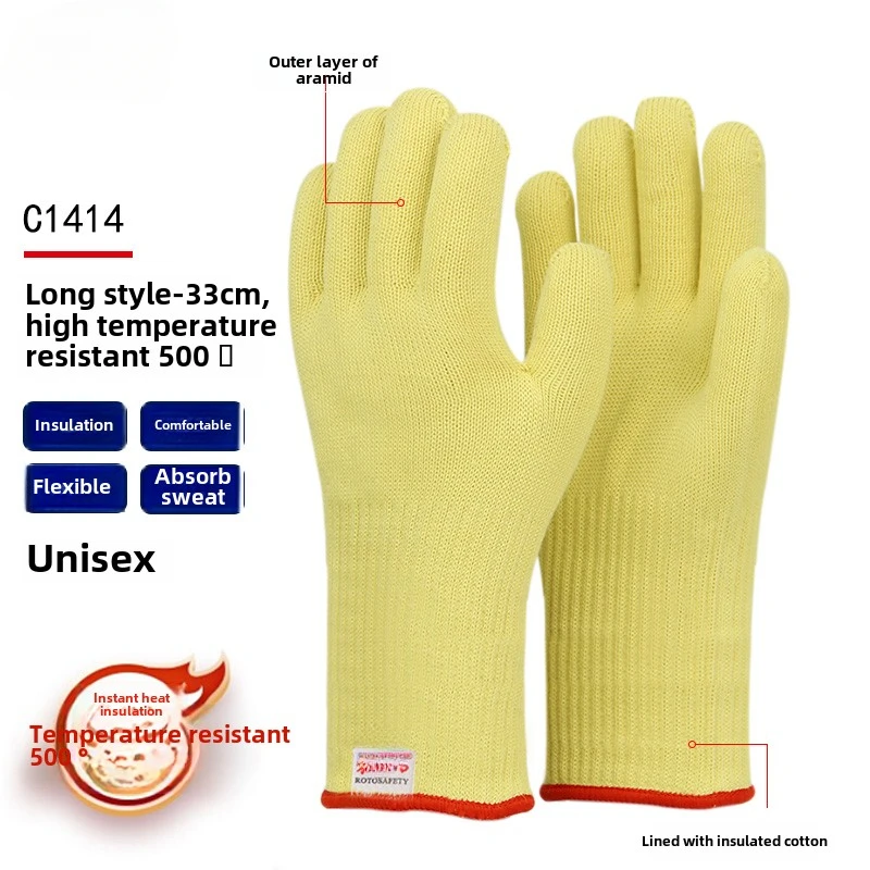 500 degree high temperature resistant aramid gloves barbecue anti-cut heat insulation baking anti-scalding kevlar gloves thumbnail 5