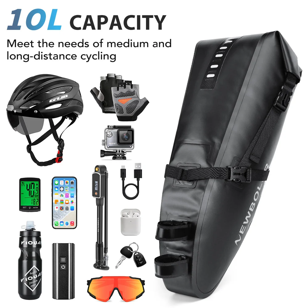 NEWBOLER Bicycle Bag Waterproof 13L Large Capacity Bicycle Saddle Bag Bicycle Foldable Tail Bag Mountain Bike Road Luggage thumbnail 6