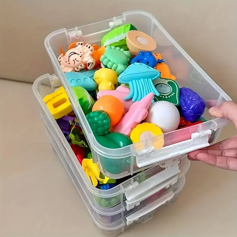 Building Blocks Storage Box Transparent Visibility Tool Classification Boxes Moisture-Proof Grid Drawer Stackable Storage Casket thumbnail 3