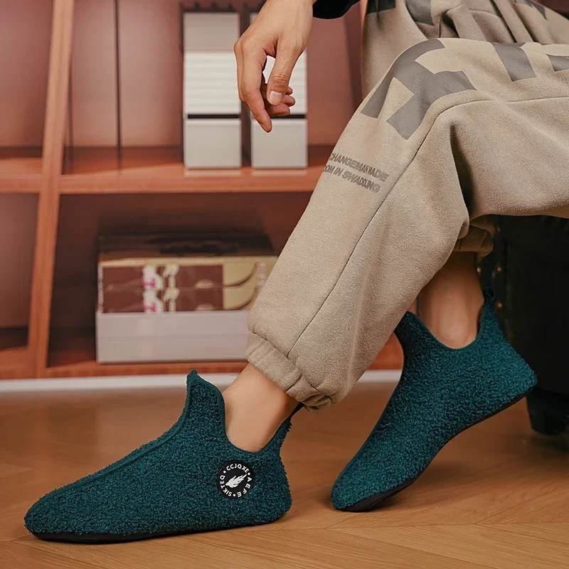 YRZL Winter Slippers Men Couple Slippers Non-slip Warm Women and Men Slipper Indoor Soft Shoes Comfortable Flat Home Cotton Shoe thumbnail 4