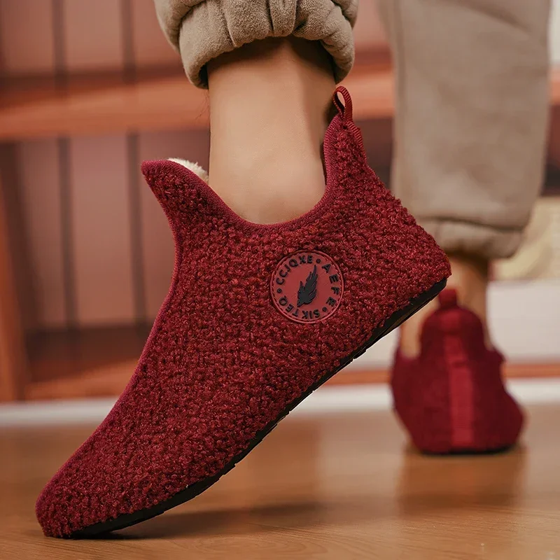 YRZL Winter Slippers Men Couple Slippers Non-slip Warm Women and Men Slipper Indoor Soft Shoes Comfortable Flat Home Cotton Shoe thumbnail 3