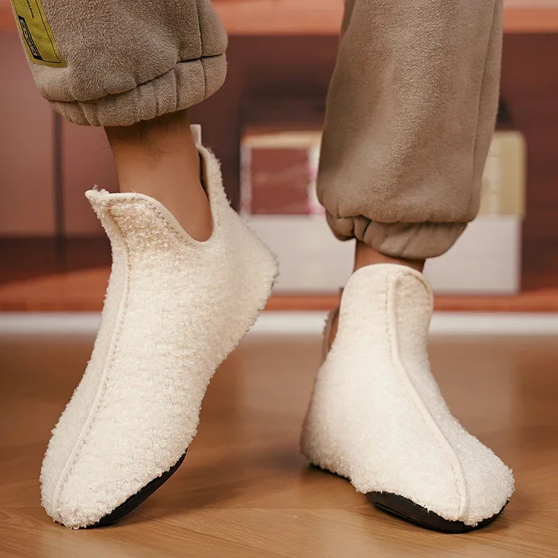 YRZL Winter Slippers Men Couple Slippers Non-slip Warm Women and Men Slipper Indoor Soft Shoes Comfortable Flat Home Cotton Shoe thumbnail 2