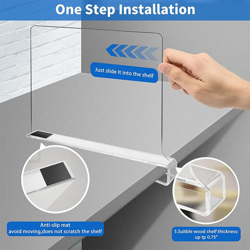 Clear Wardrobe Partition Board Set, PS Acrylic Shelf Dividers for Organizing Clothes/Books/Toys - Anti-Slip Space Saver thumbnail 4